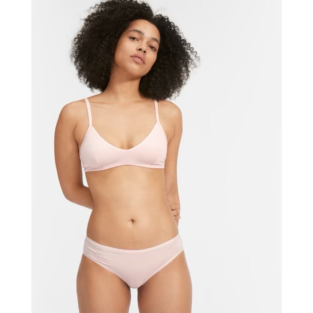 Everlane The Cotton Bralette Pale Pink blush ballet pink triangle